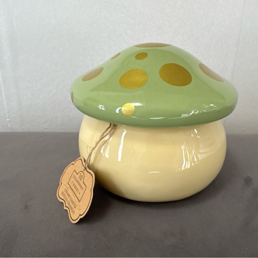 NEW 10 STRAWBERRY STREET CERAMIC MUSHROOM CANNISTER